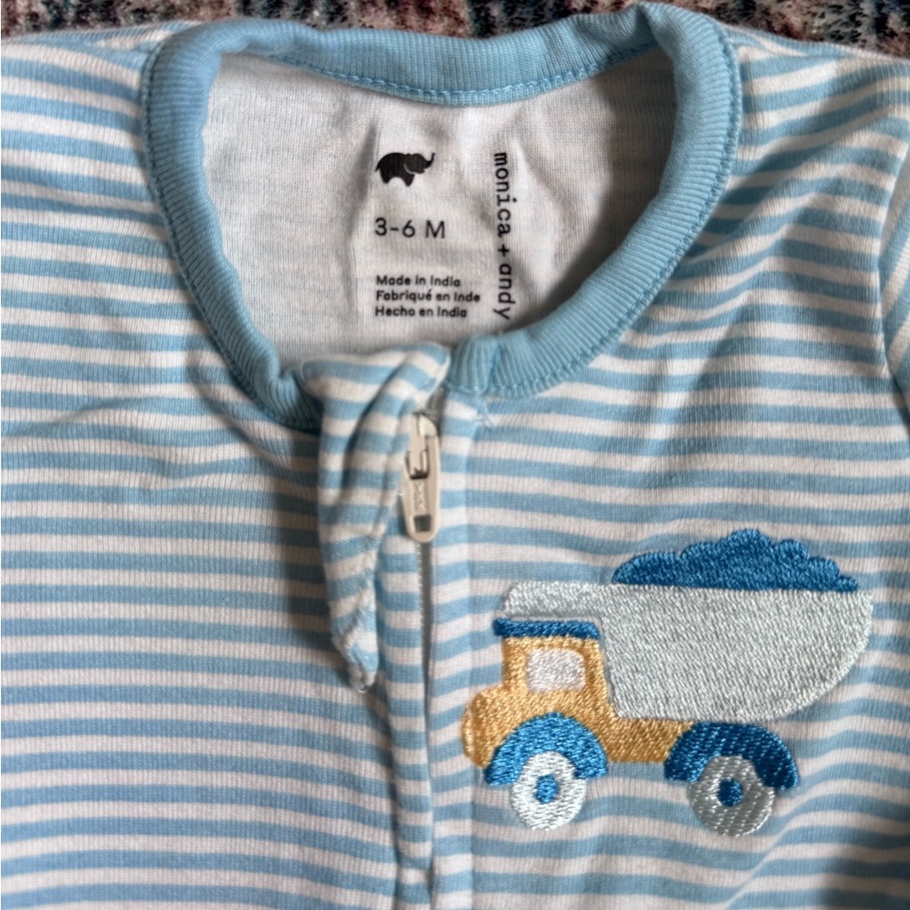 NWOT Monica + Andy Blue Striped Baby Onesie